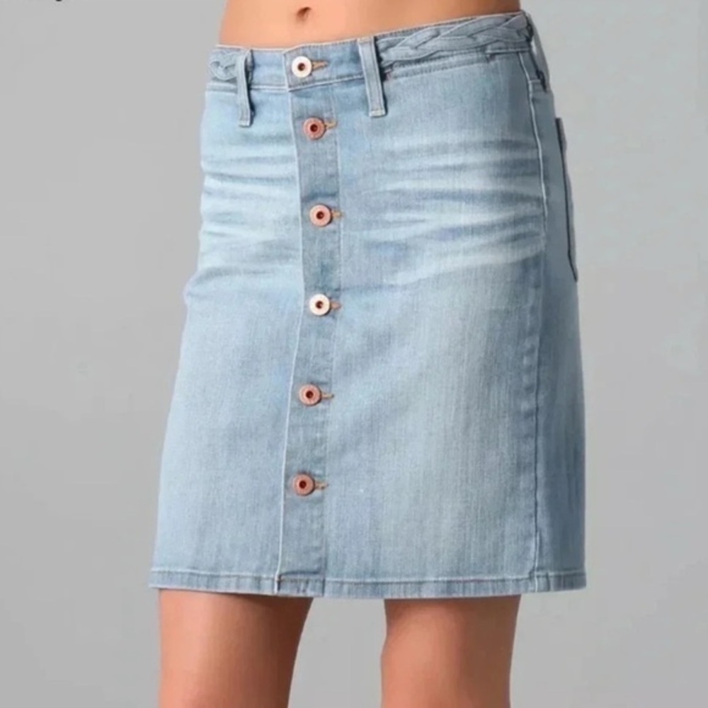 Adriano Goldschmied AG Women's Lula Braided A-Line Denim Button-Front Skirt 28